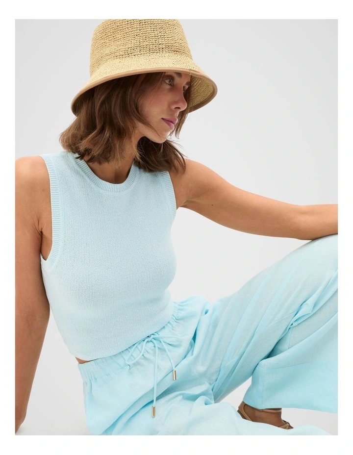 Trim Detail Raffia Bucket Hat in Caramel image 2
