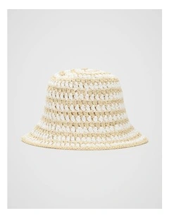 Two Tone Bucket Hat in Cream
