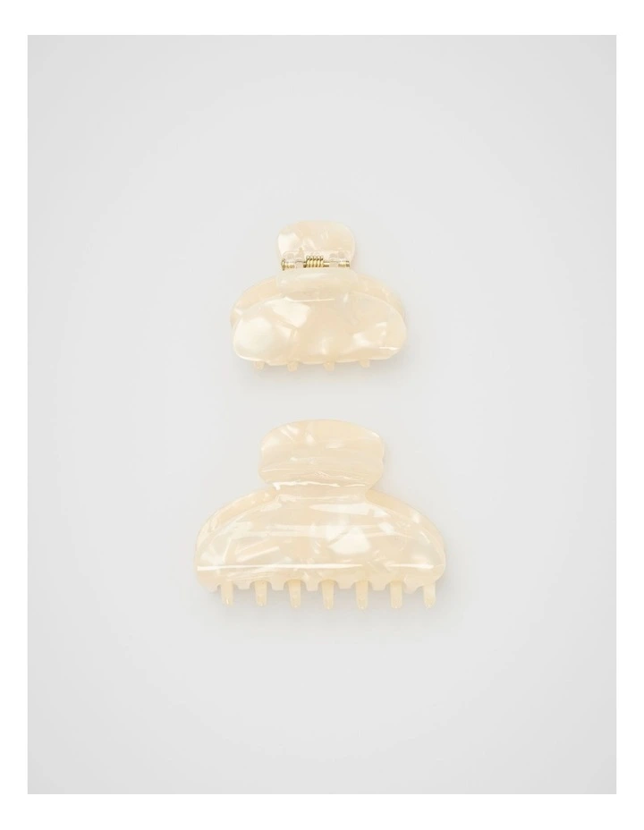 Mini Hair Claw Set in Ivory image 2
