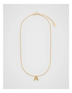 Bubble A Letter Necklace in Gold