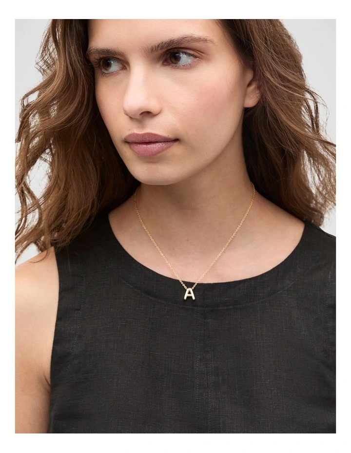 Bubble A Letter Necklace in Gold image 2