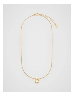 Bubble D Letter Necklace in Gold