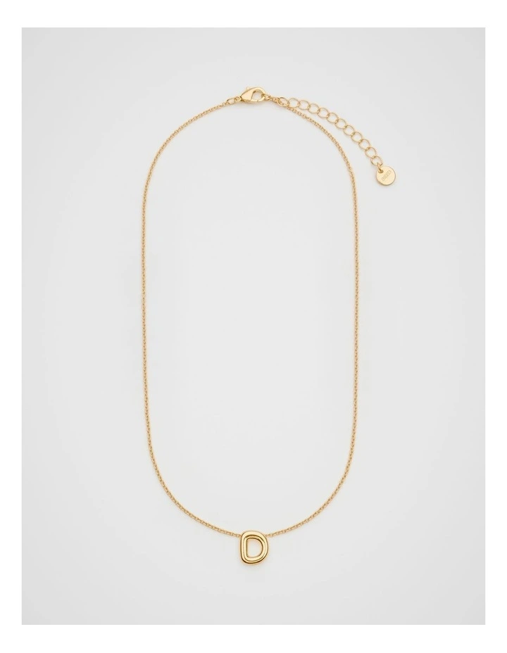 Bubble D Letter Necklace in Gold image 1