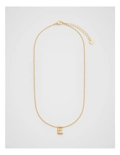 Bubble E Letter Necklace in Gold