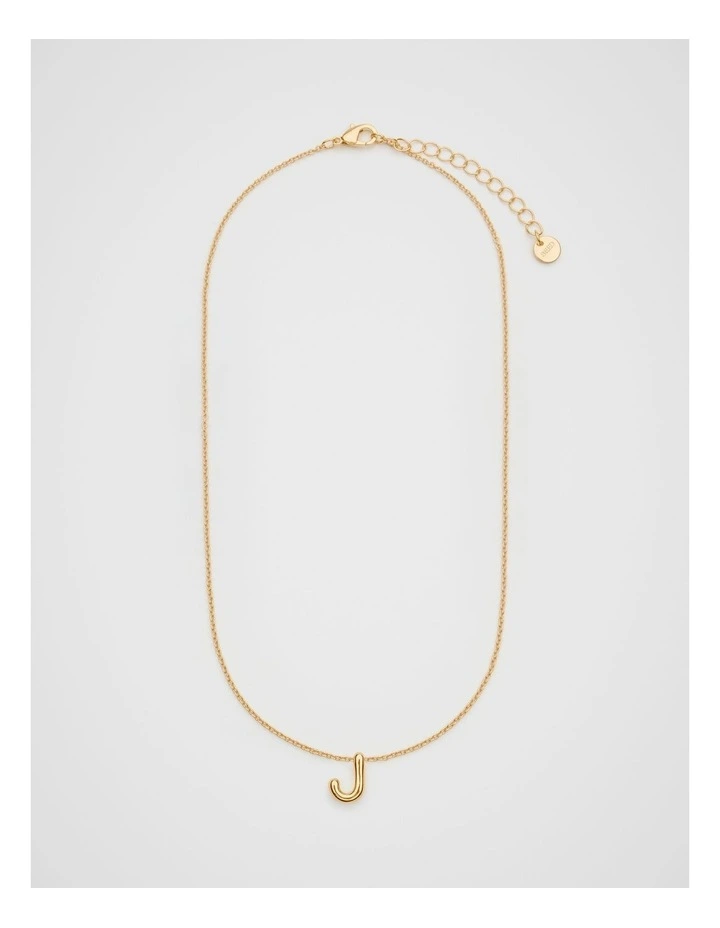 Bubble J Letter Necklace in Gold image 1