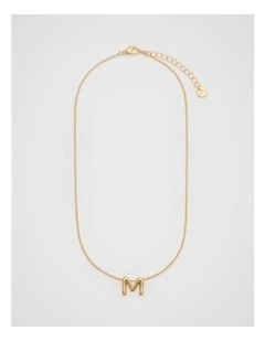 Bubble M Letter Necklace in Gold