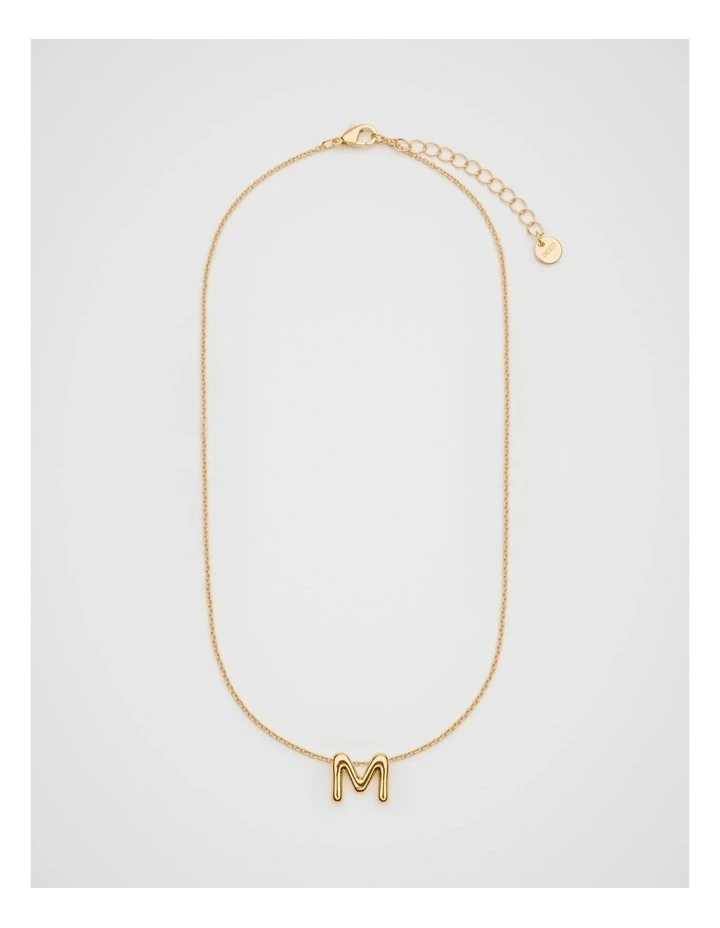 Bubble M Letter Necklace in Gold image 1