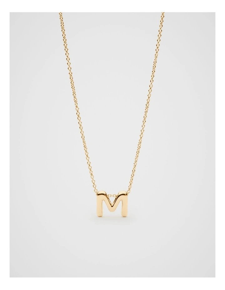 Bubble M Letter Necklace in Gold image 2