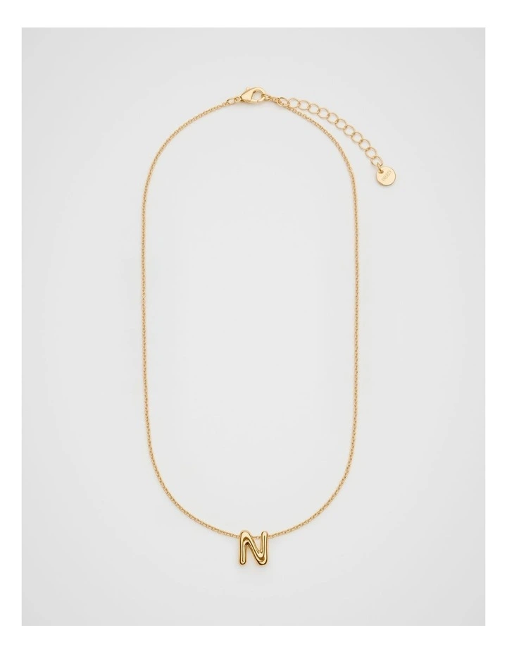 Bubble Letter N Necklace in Gold image 1