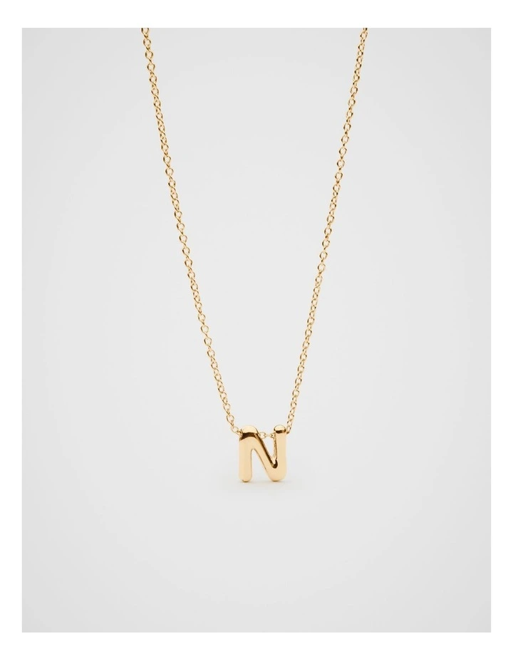Bubble Letter N Necklace in Gold image 2