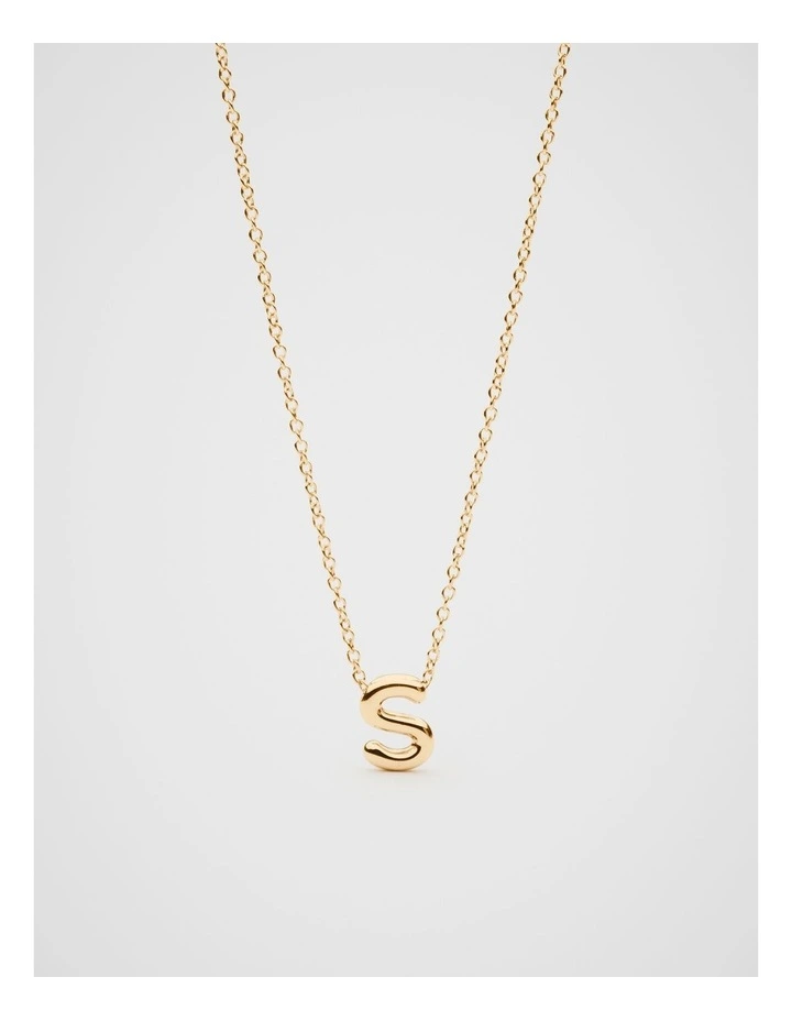 Bubble S Letter Necklace in Gold image 2