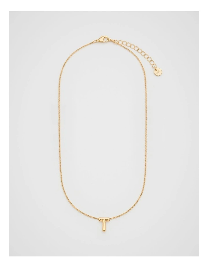 Bubble T Letter Necklace in Gold image 1