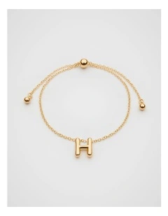 Bubble H Letter Bracelet in Gold