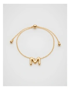 Bubble M Letter Bracelet in Gold