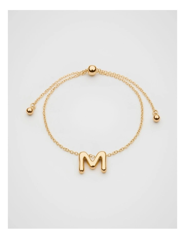 Bubble M Letter Bracelet in Gold image 1