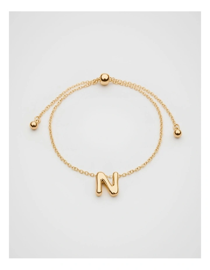 Bubble N Letter Bracelet in Gold image 1