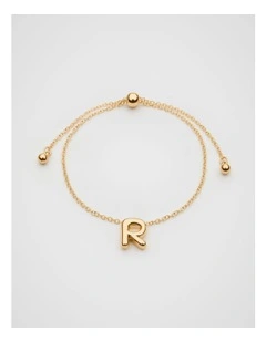 Bubble R Letter Bracelet in Gold