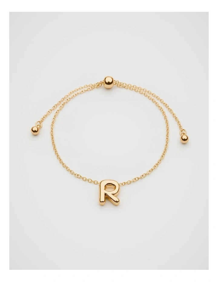 Bubble R Letter Bracelet in Gold image 1