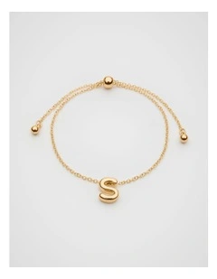 Bubble S Letter Bracelet in Gold