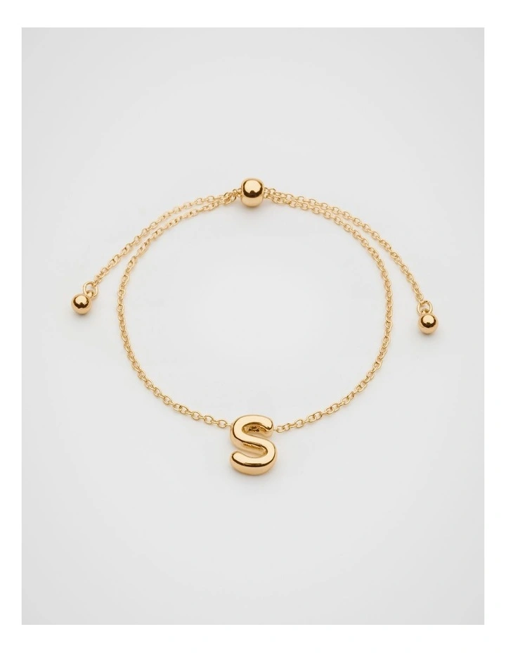 Bubble S Letter Bracelet in Gold image 1