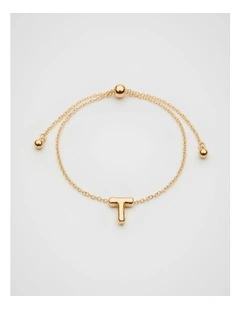 Bubble T Letter Bracelet in Gold