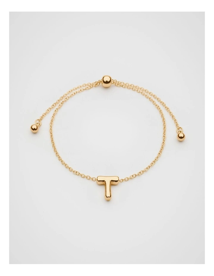 Bubble T Letter Bracelet in Gold image 1