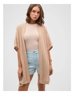 Open Weave Poncho in Ecru