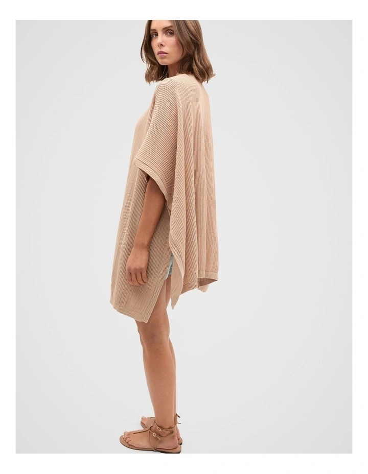 Open Weave Poncho in Ecru image 2