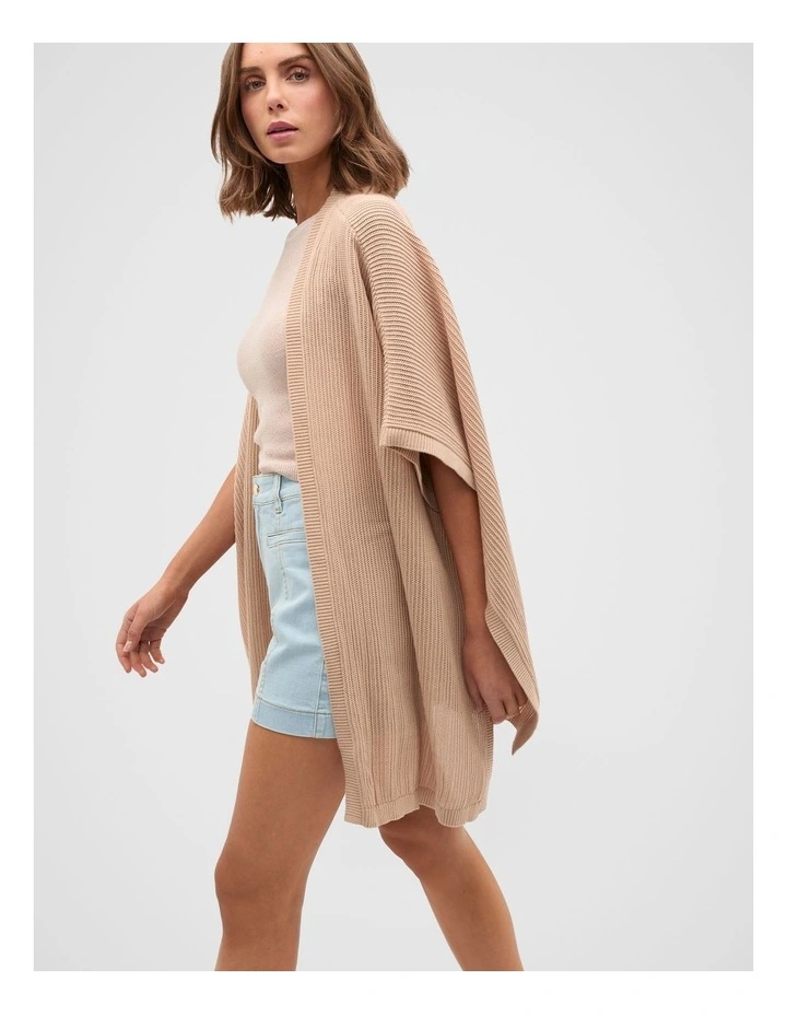 Open Weave Poncho in Ecru image 3