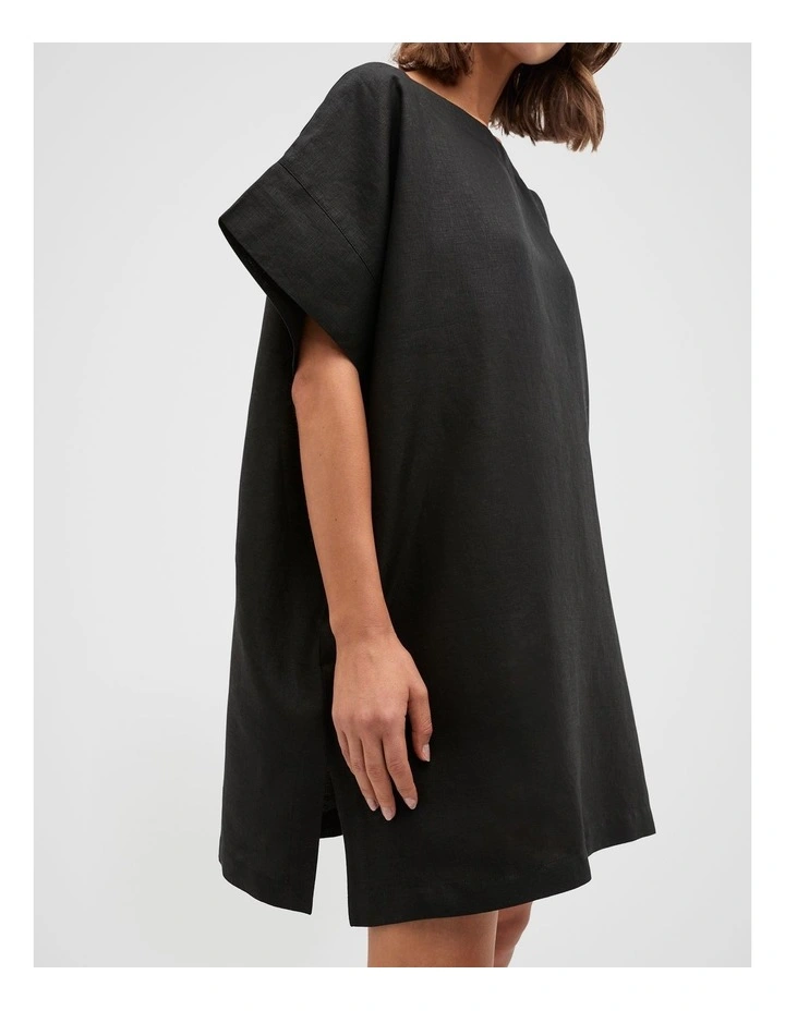 Boat Neck Poncho in Black image 3