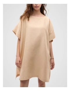 Boat Neck Poncho in Ecru