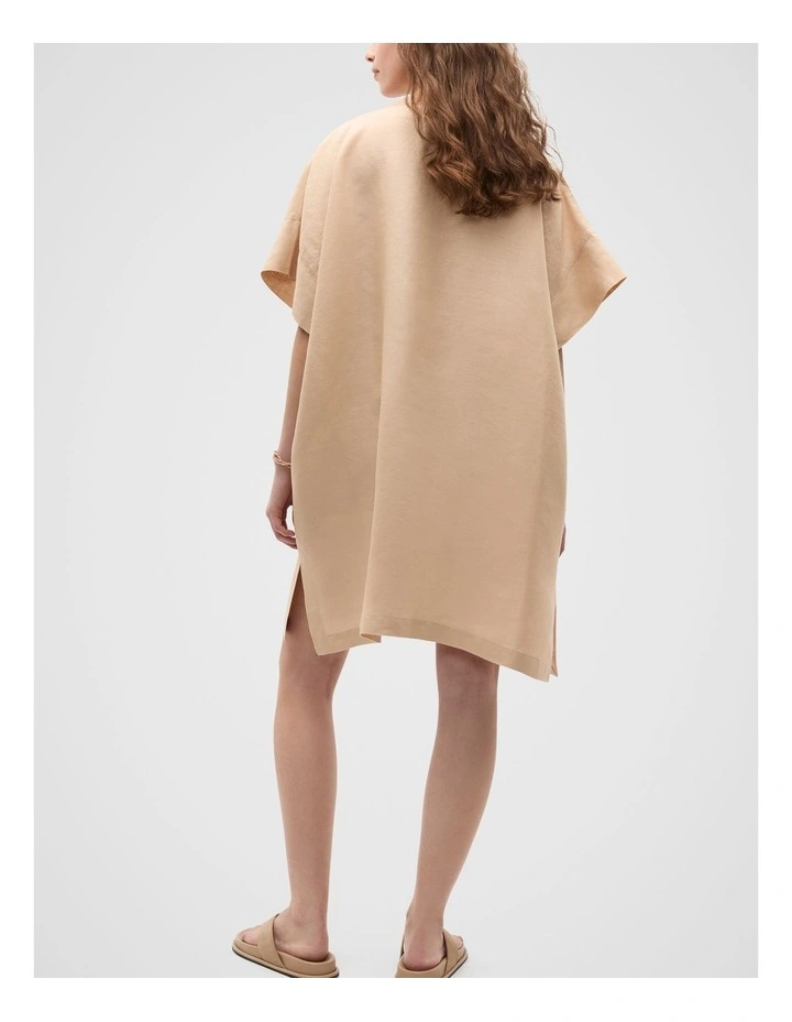 Boat Neck Poncho in Ecru image 2