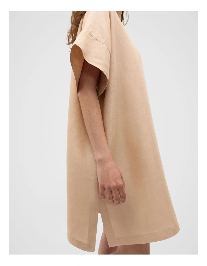 Boat Neck Poncho in Ecru image 3