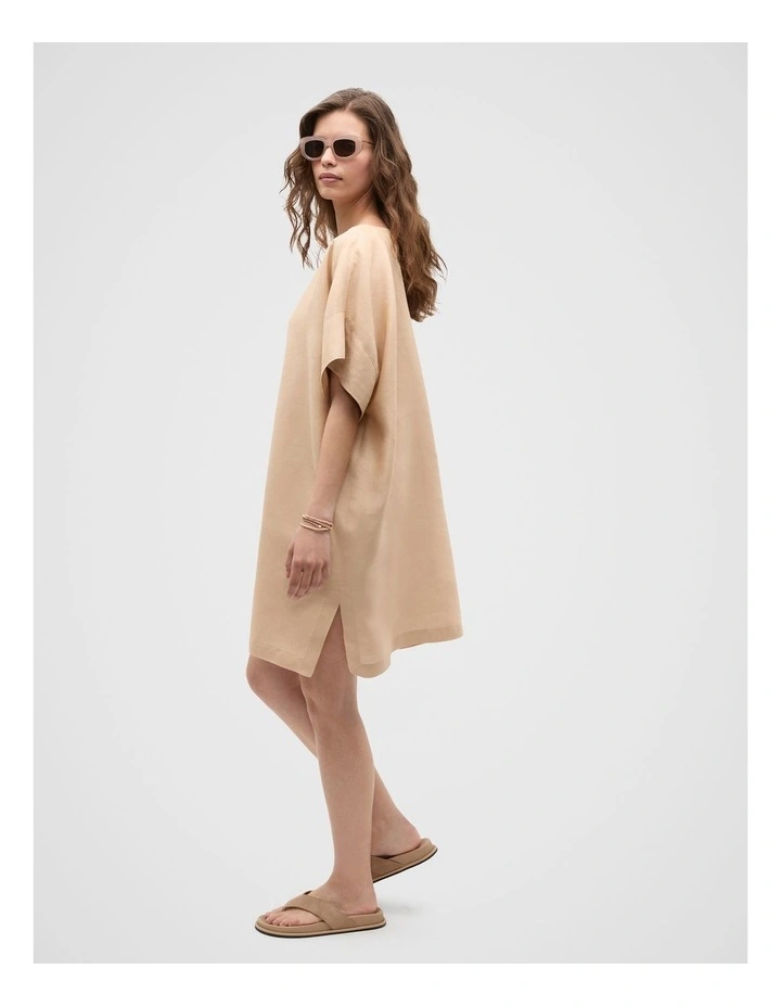 Boat Neck Poncho in Ecru image 4