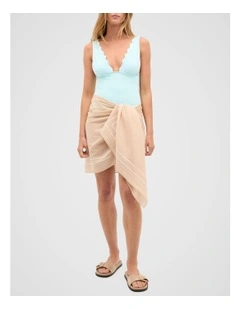 Contrast Trim Sarong in Ecru