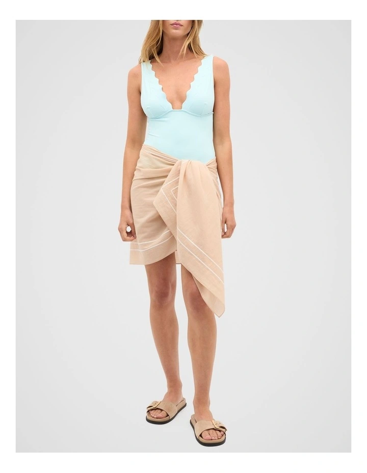 Contrast Trim Sarong in Ecru image 1