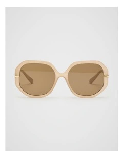 Clara Oversized Glam Sunglasses in Ecru