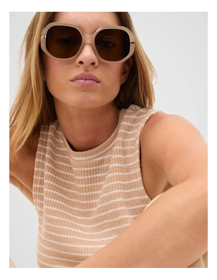 Clara Oversized Glam Sunglasses in Ecru image 2