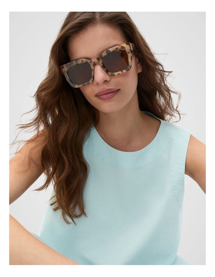 Kaitlyn Rectangle Sunglasses in Milk Tort image 2
