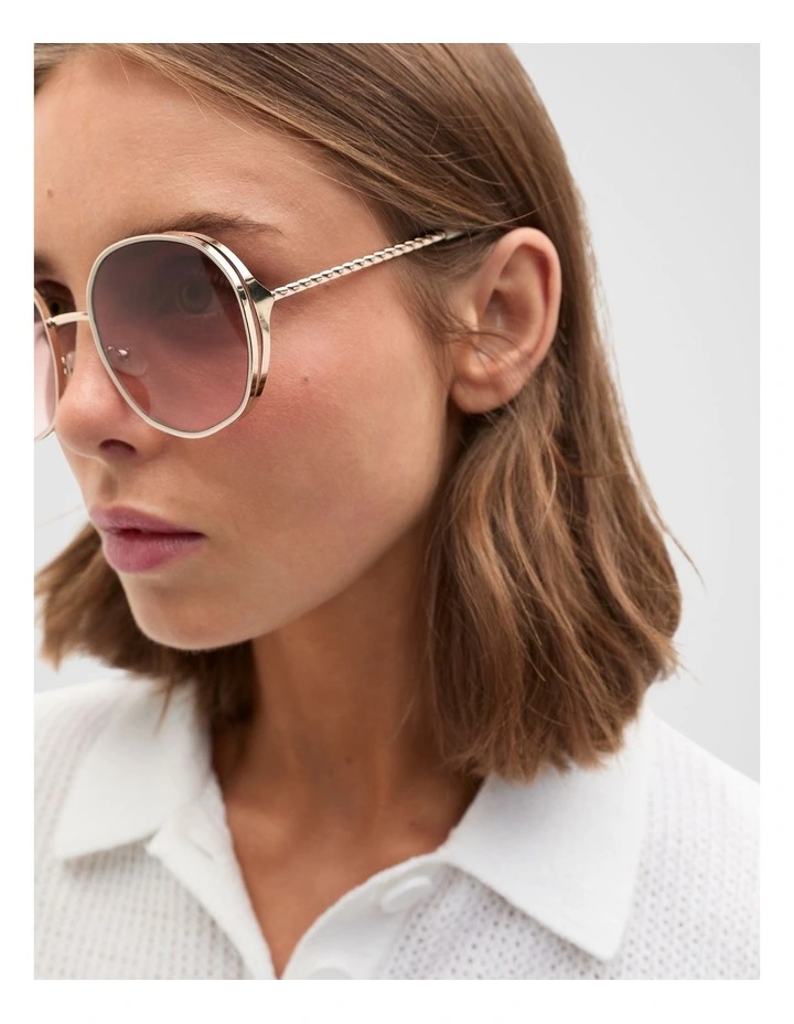 Nadia Round Sunglasses in Cream image 2