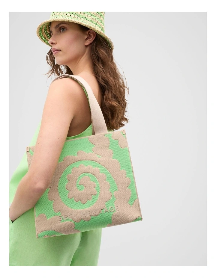 Printed Knit Tote in Retro Swirl image 2