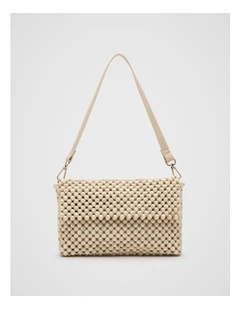 Beaded Shoulder Bag in Ecru