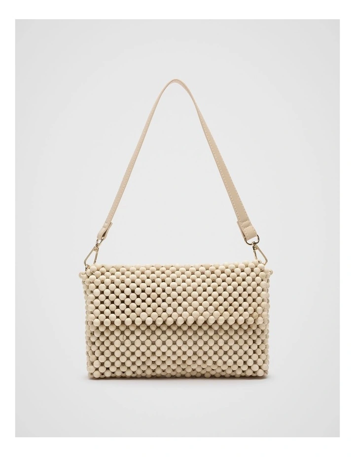 Beaded Shoulder Bag in Ecru image 1