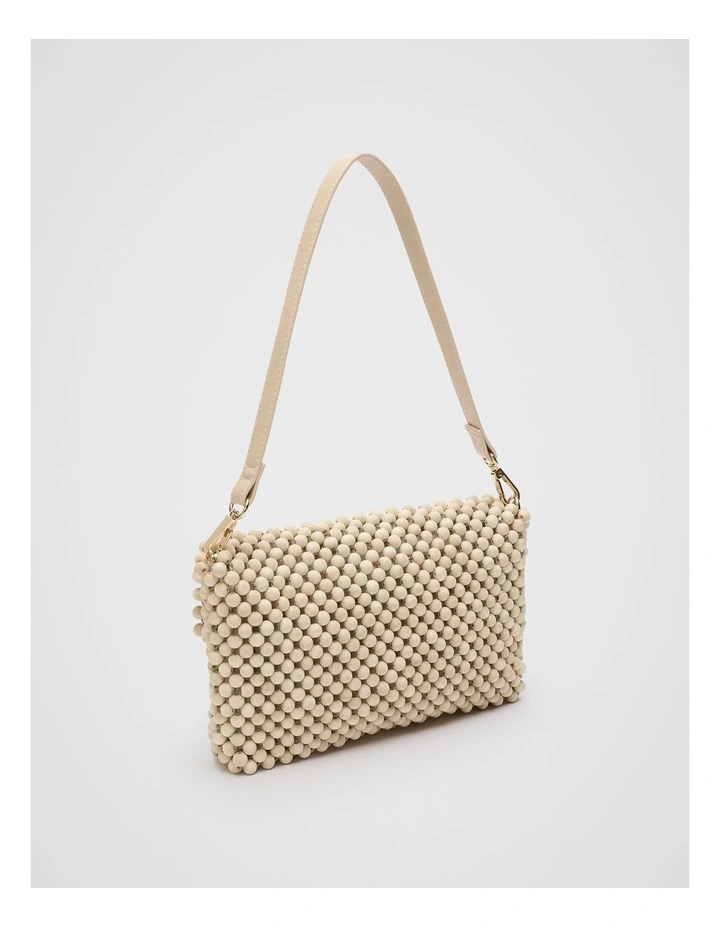 Beaded Shoulder Bag in Ecru image 3