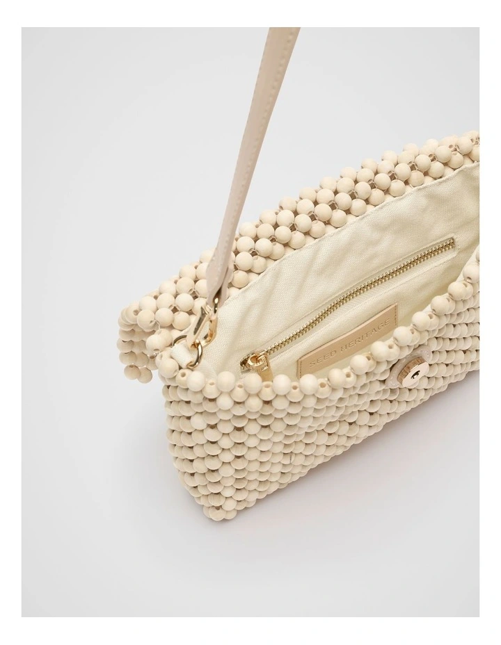 Beaded Shoulder Bag in Ecru image 4