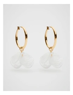 Resin Petal Earring in White