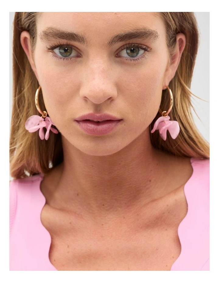 Resin Petal Earring in Pink image 2