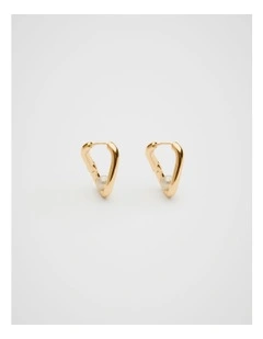 Rectangle Pearl Hoop in Gold