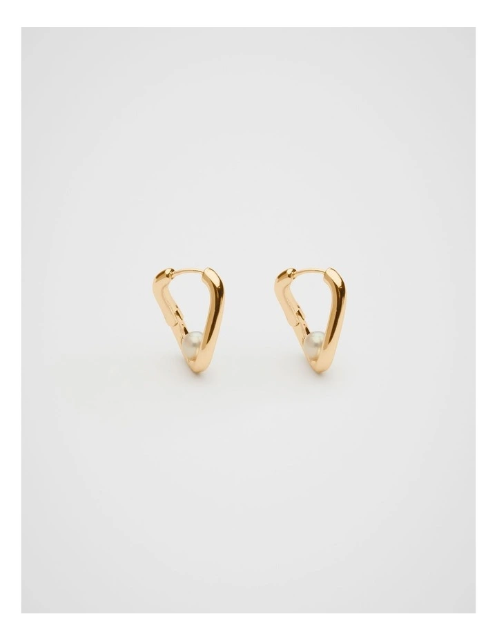 Rectangle Pearl Hoop in Gold image 1