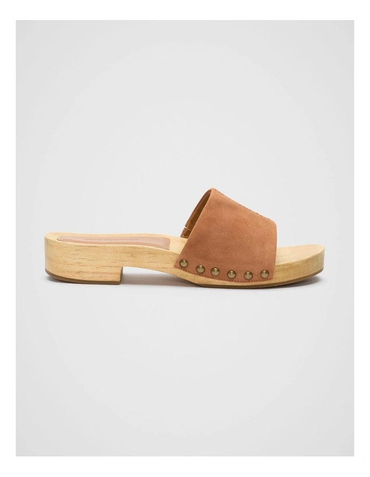 Beth Wooden Clog in Toffee Suede image 1